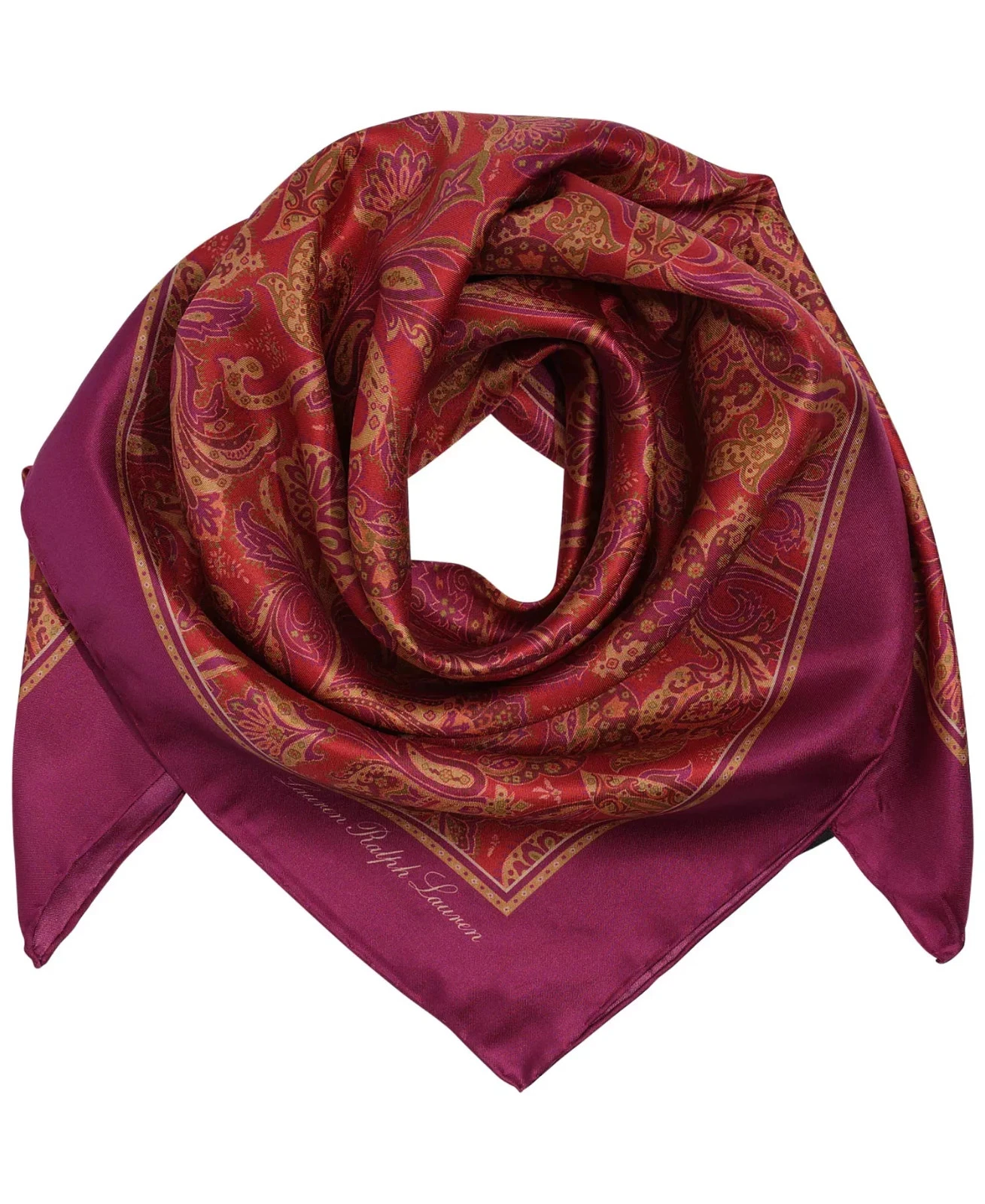 Lauren Ralph Lauren Autumn Square Scarf Women's 32x32 Multi Paisley Silk FROG196