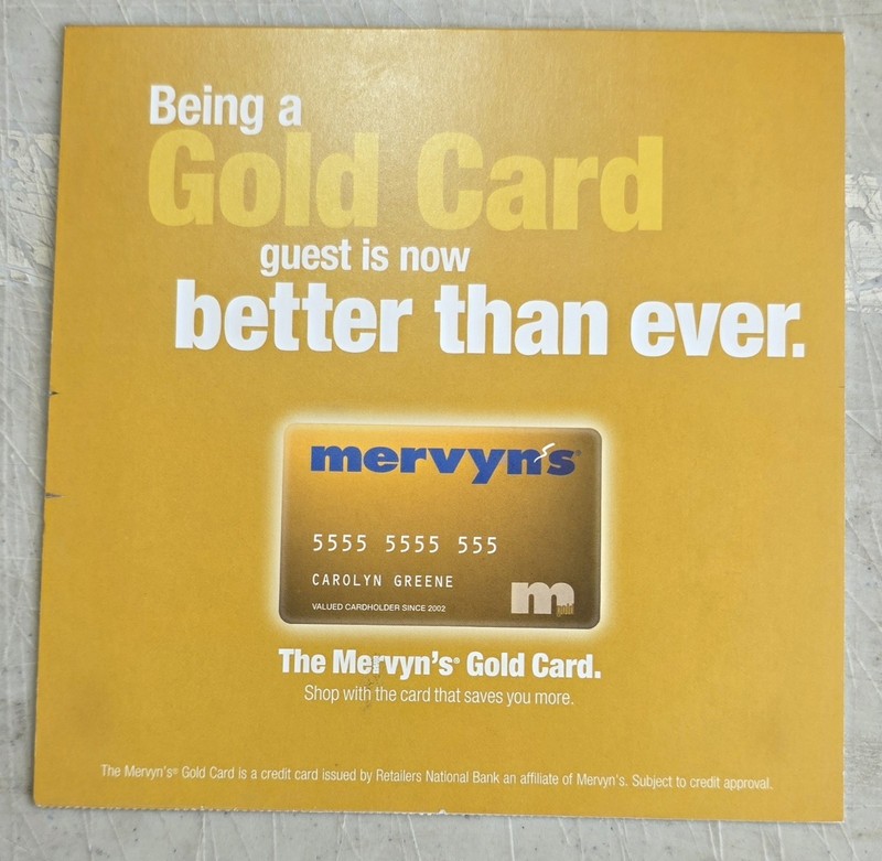 Vintage Mervyn’s Charge Card / Credit Card Defunct Advertisement Impulse Card