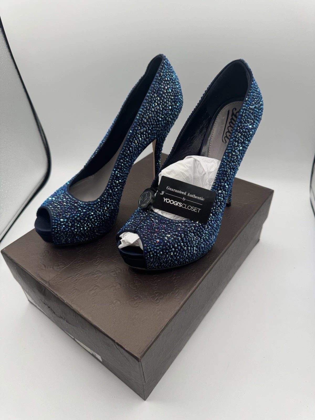 Escarpin à talons hauts Gucci Sofia Etoile bleu cristal incrusté 39 neuf