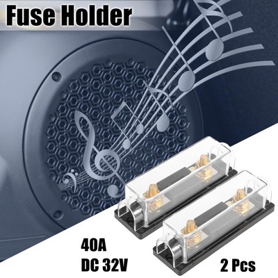 2pcs Black Car 40 Amp ANL Fuse with In-Line Holder Electrical Protection Fusible