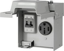 SURAIELEC 50 Amp RV Power Outlet Box with Breaker, Enclosed Lockable RV Electric