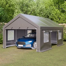 Carport 13' x 20' Heavy Duty Car Port w/ Roll-up Sidewall & Ventilated Windows
