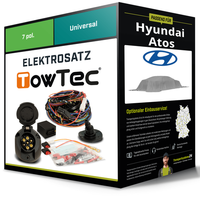 Elektrosatz 7-Pol Universell für Hyundai Atos 02.1998-Jetzt NEU Towtec Inkl. EBA