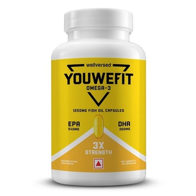 YouWeFit Triple Strength Omega 3 Fischöl Kapseln - 60 Weichgele