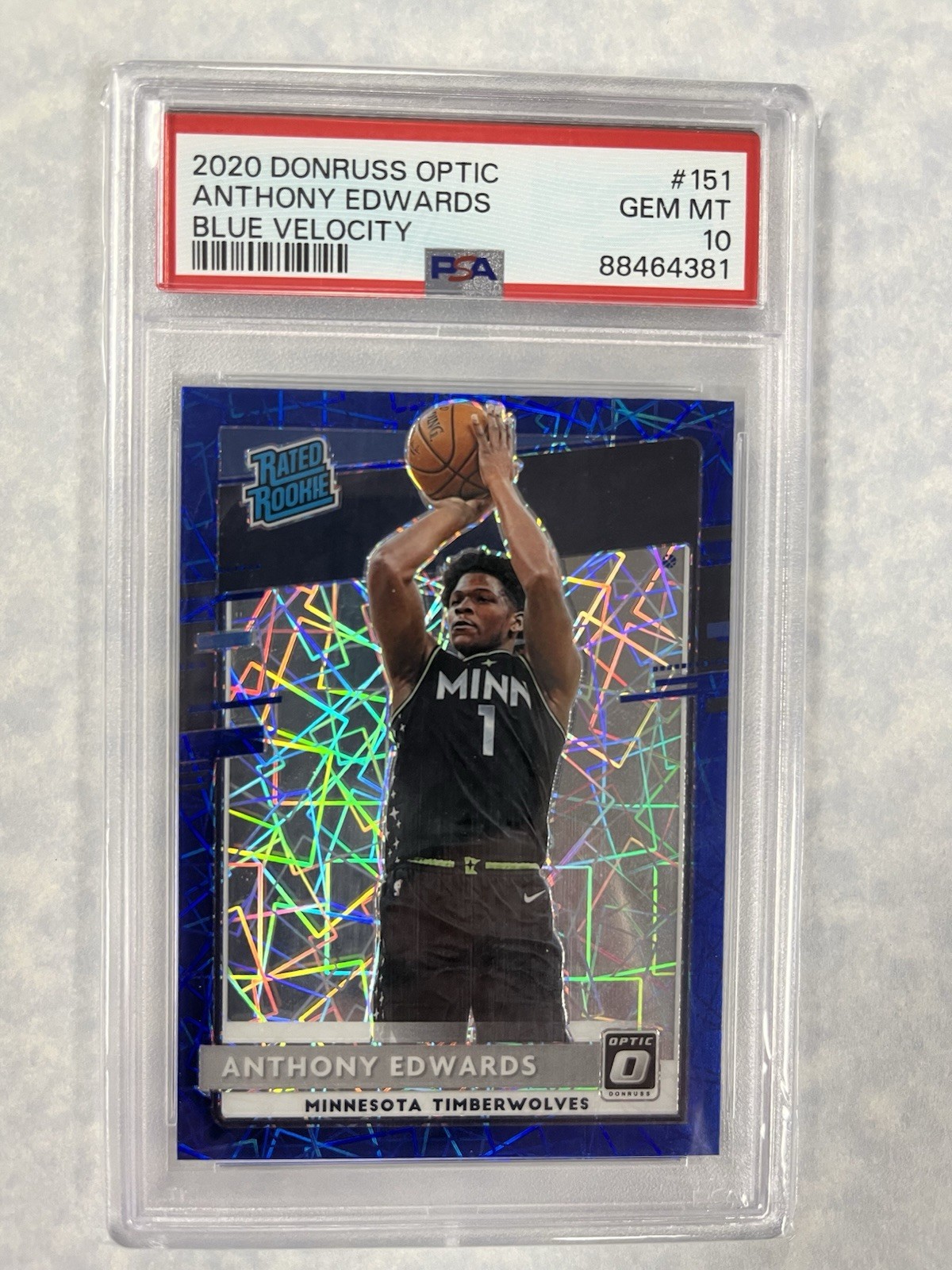 2020 Donruss Optic Blue Velocity #151 Anthony Edwards PSA 10 Gem Mint Rookie