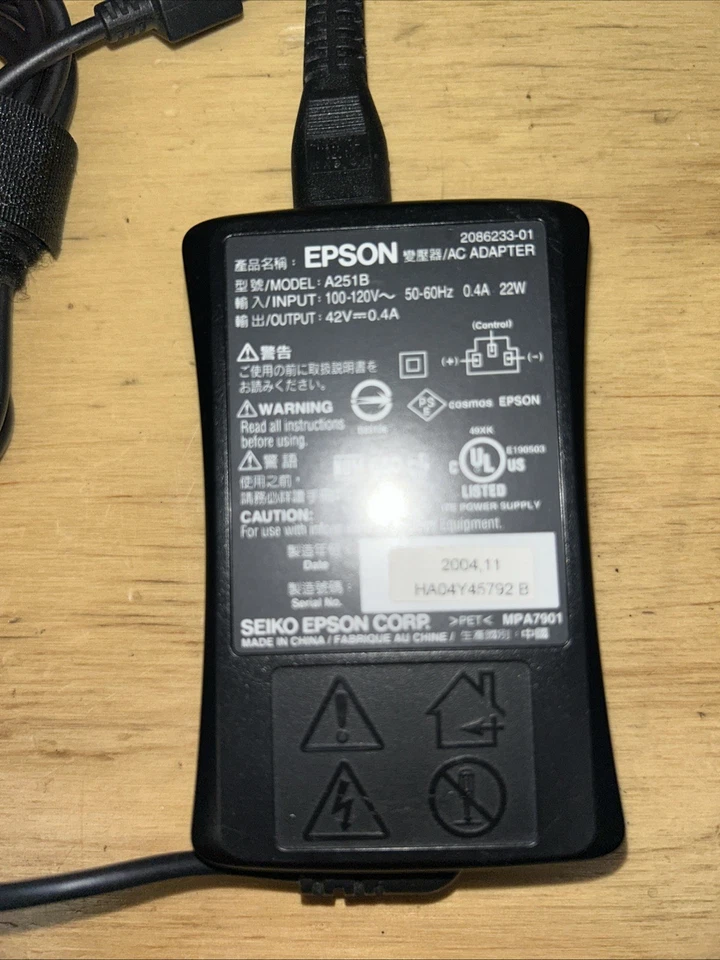 Fuente de alimentación adaptador CA Epson PictureMate A251B 42V 0.4A 22W Foto 2 de 3