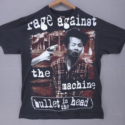 Vintage Rage Against the Machine Shirt Mens Large Reprint Bullet In Head 90s AOP
