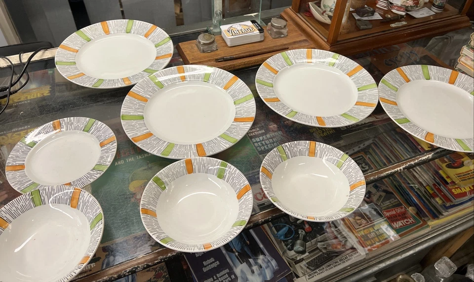 Kathie Winkle Broadhurst Kontiki 4 Dinner Plates 3 Bowls 1 Side Plate