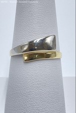14K Two-Tone Yellow & White Gold Modernist Bypass Overlap Ring Size 7.75 2.29g