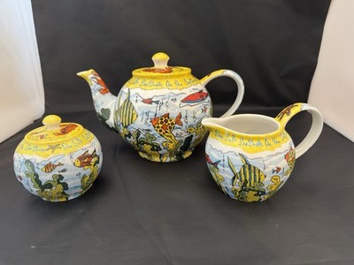 She Sells Sea Shells Cardew Design Teapot Creamer Sugar 3 Piece Set