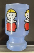 Vintage Fisher Price Little People Juice Glass Blue, Blonde Girl Red Body