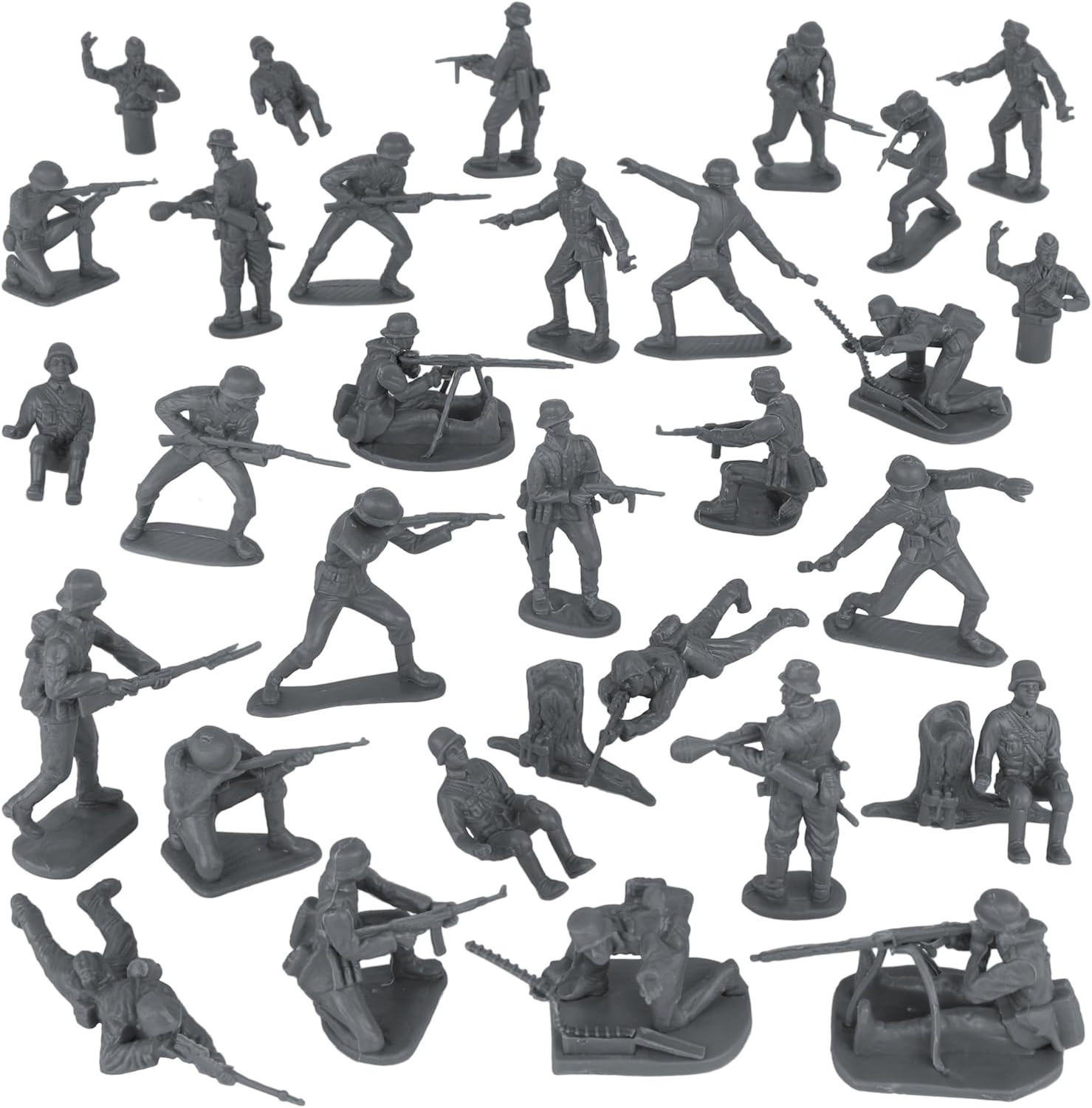 BMC CTS WW2 German Infantry Plastic Army Men - 32Pc Gray Soldier Figures