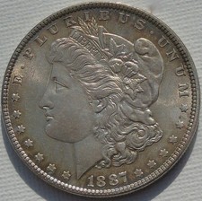 1887 USA Silver Morgan Dollar 38mm 26.73g KM# 110, very nice detail