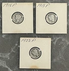 2 1918 P MERCURY DIMES, 1923 P MERCURY DIME, CIRCULATED, UNGRADED