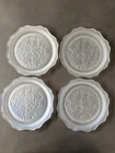 Set Of 4-Jeanette Depression Frosted Glass Iris and Herringbone Lunch Plates