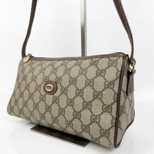 GUCCI GG Supreme Canvas Crossbody Bag Brown Leather Italy 156.02.086 Authentic