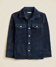 J Crew Kids Crewcuts Knit Corduroy Button Up Shirt Navy Blue Stretch 14 Pockets