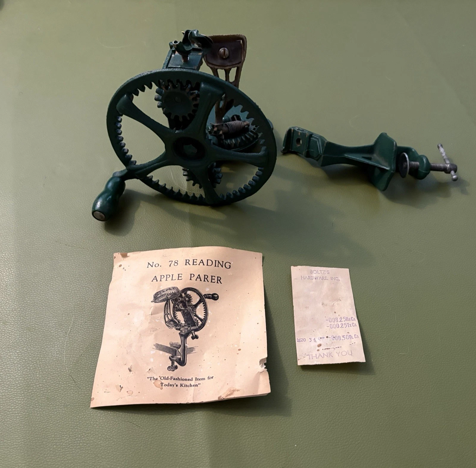 Antique Reading Hardware Co. PA #78 Apple Peeler (Cast Iron) USA Original Docs