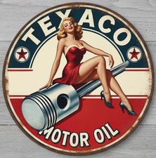 Texaco Motor Oil 8" Diameter Retro Novelty Metal Sign Made In USA New!