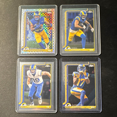 Topps Chrome 2025 Los Angeles Rams 4 Card Lot Williams Nacua Higbee Adams