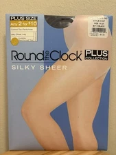 Round The Clock Control Top Pantyhose Silky Sheer Leg - Bit O Black - 1X - 2X