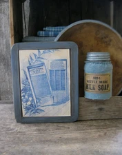 Antique School Slate Chalkboard Blue Milk Paint Northern Queen Washboard Print