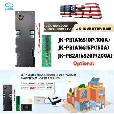JK Inverter BMS 8S-16S 100A 150A 200A Smart BMS For Family Energy Storage US