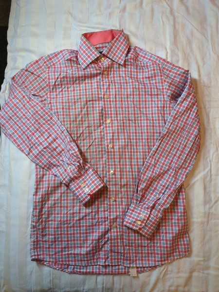 Men Eton Shirt Red Cotton 38 / M / 46
