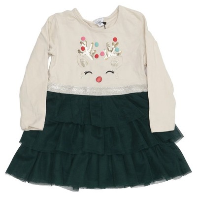 Lindex Kids, Kleid, Größe: 92, Beige/Grün/Mehrfarbig #cG1