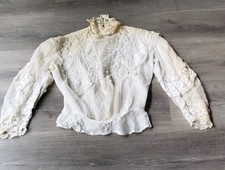 Victoria Brand Victorian Antique Lace Blouse Top Sz 34/36 DAMAGED STAINS Victoria Brand Victorian Antique Lace Blouse Top Sz 34/36 DAMAGED STAINS - Image 1
