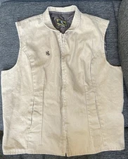 Wyoming Traders Vest Women’s XL Tan Canvas Western Cowboy Ranch Wear Zip COL