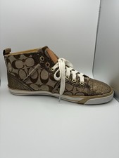 Coach F00793J1 Metallic Gold Signature Canvas Sneakers Women  s 9B   Authentic