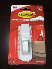 NEW 3M COMMAND ADHESIVE LARGE UTILITY HANGER HOOKS STRIPS
