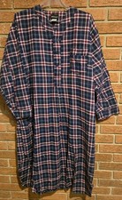Vtg Unisex Mens Diplomat Pajamas cotton flannel blue plaid Button Nightgown L/XL