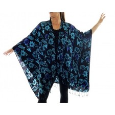 Plus We Be Bop Lagenlook Flat Rayon Starry Flowers Cover Up Jacket Wrap