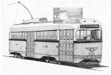 Trolley-art print, Phila PCC, PTC RT53,10th & Luzerne,"Little Flower Express"