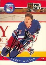 Carey Wilson autographed Hockey Card (New York Rangers) 1990 Pro Set #210