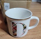 Pottery Barn Plaid Letter D Alphabet Initial Monogram Mug Cup 12fl oz