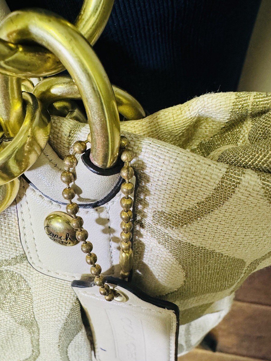 COACH Kristin Lurex Champagne Woven Hobo Shoulder Bag Purse 16806