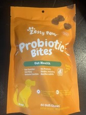 Zesty Paws Gut Health Probiotic Soft Chews 4 Dogs Pumpkin Flavor 60ct Exp 7/25 