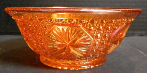 Ciotola Vetro Starburst Calendula Profonda Carnevale Vintage Iridescente 6" x 2,25" Eccellente - Foto 2 di 10