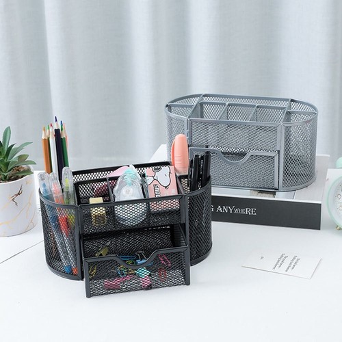 Drawer Storage Box Metal Mesh Stationery Container Pen Holder Desk Organizer - Picture 8 of 17