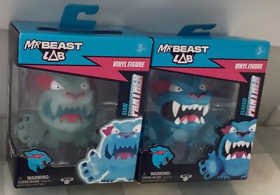 New in Box Lot of 2 Mr. Beast Lab Classic and Glow Panther Vinyl Figures-NIB