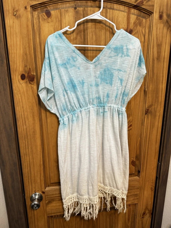 Mini Vestido Miss Me Para Mujer Azul Blanco Natación Cubre Bordado Verano Talla L Foto 2 de 3