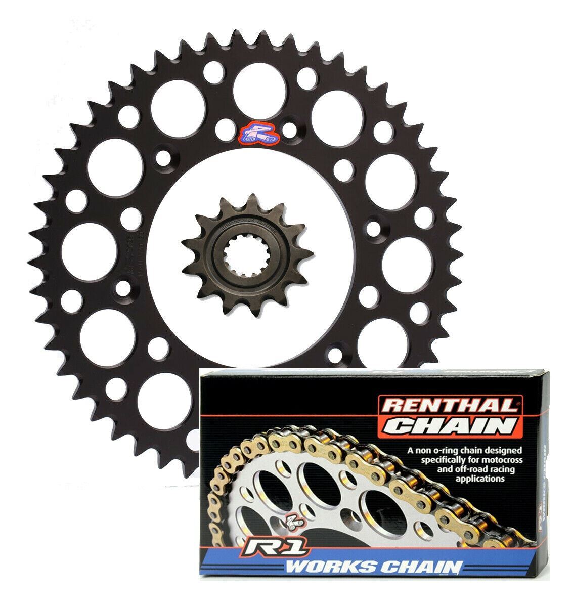 Renthal front & Ultralight rear Sprocket & R1 MX Works chain for Yamaha YZ125