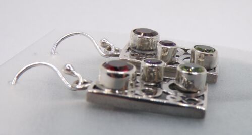925 SS Unique and colorful gemstone earrings, elegant sterling silver earrings - Picture 6 of 6