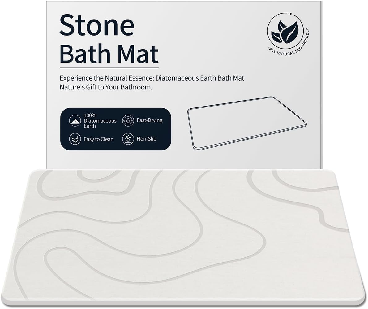Stone Bath Mat Diatomaceous Earth Non-Slip Shower Mat Super Absorbent Diatomite for Quick Drying and Slip-Resistant Bathroom Safety