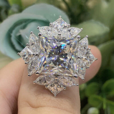 Women 925 Silver Plated Wedding Ring Gorgeous Cubic Zircon Jewelry Gift Sz 6-10