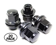 20 12x1.25 Veritek Lug Nuts Black Mag Washer 1.47" For Infiniti Nissan Wheels