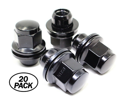 20 12x1.25 Veritek Lug Nuts Black Mag Washer 1.47'' For Infiniti Nissan Wheels